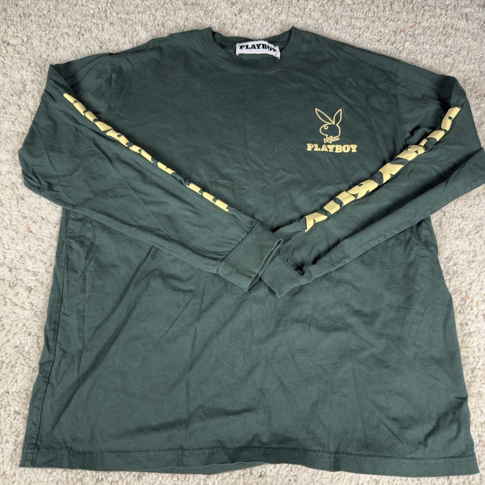 Playboy by PacSun Long Sleeve Green T Shirt  Size‎ L